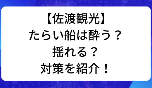 たらい船は酔う？揺れる？対策はあるの？佐渡観光をおもいきり楽しもう