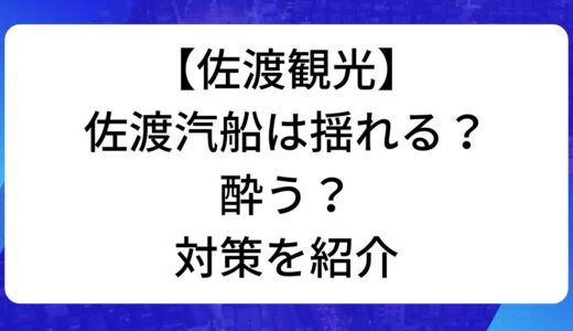 佐渡汽船は揺れる？酔う？乗船の対策を紹介